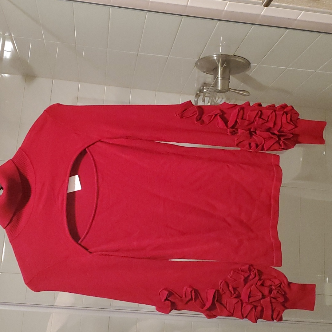 Nwt Anne Fontaine Red Cutout Turtleneck Sweater